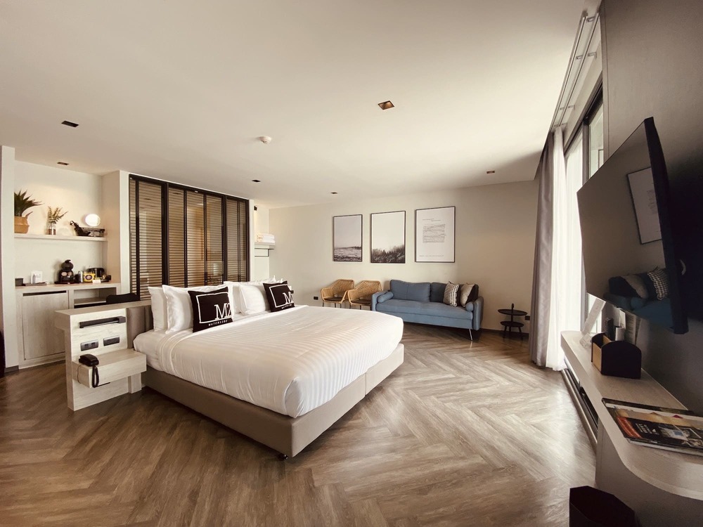 ห้องนอนเตียงเดี่ยวของ M2 Hotel Waterside
